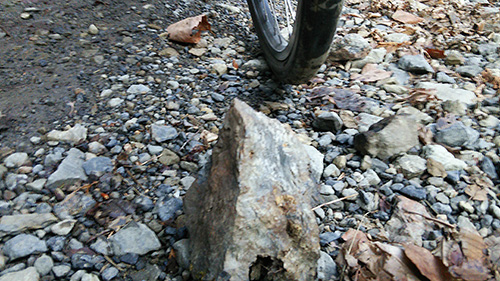 クロスバイクと岩